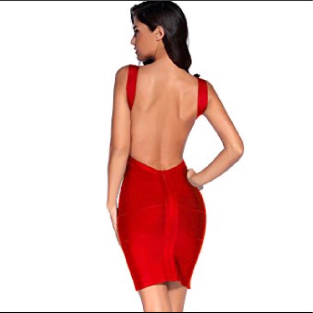 Backless red bandage dress